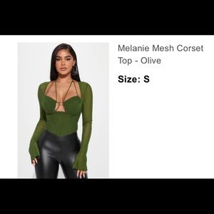 Green Mesh corset top .